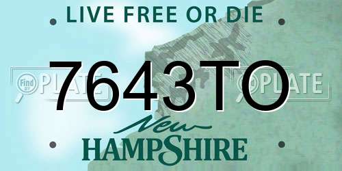 7643TO New Hampshire License Plate