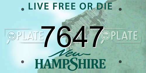 7647 New Hampshire License Plate