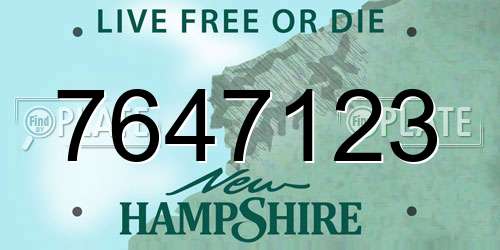 7647123 New Hampshire License Plate