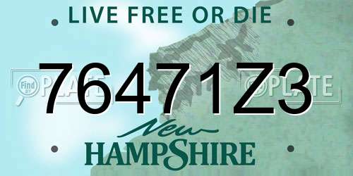 76471Z3 New Hampshire License Plate