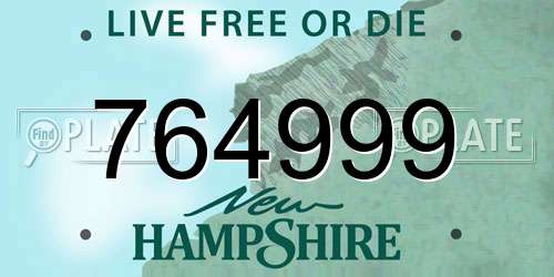764999 New Hampshire License Plate