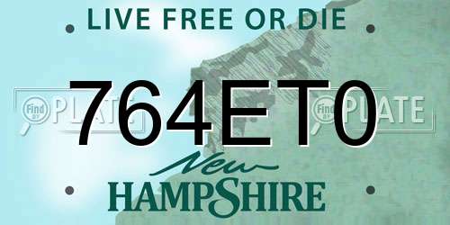 764ET0 New Hampshire License Plate