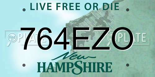 764EZO New Hampshire License Plate