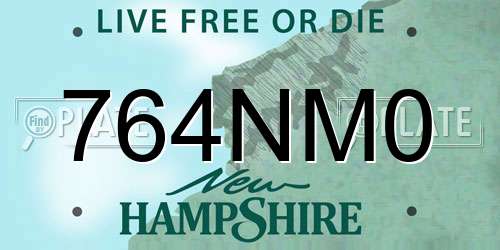 764NM0 New Hampshire License Plate