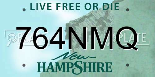 764NMQ New Hampshire License Plate
