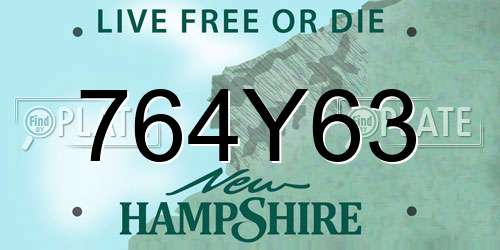 764Y63 New Hampshire License Plate