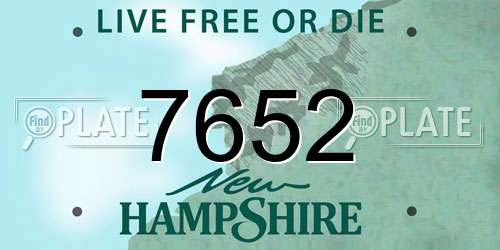 7652 New Hampshire License Plate