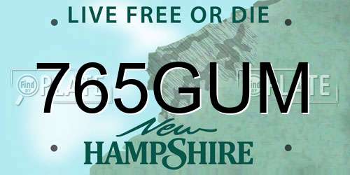 765GUM New Hampshire License Plate