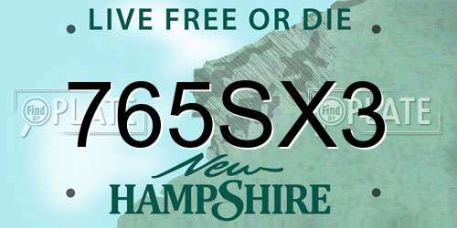 765SX3 New Hampshire License Plate