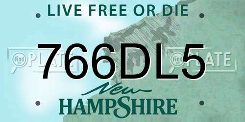 766DL5 New Hampshire License Plate