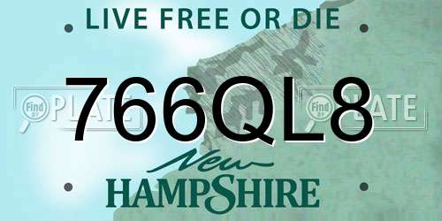766QL8 New Hampshire License Plate