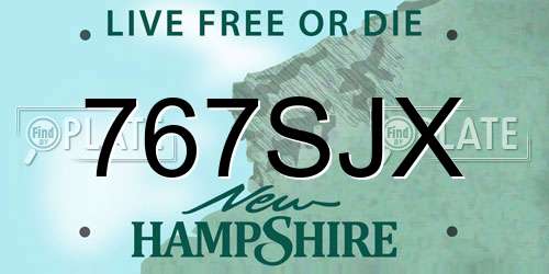 767SJX New Hampshire License Plate