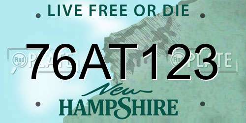 76AT123 New Hampshire License Plate