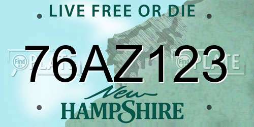 76AZ123 New Hampshire License Plate