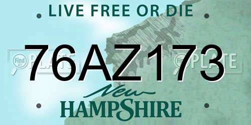 76AZ173 New Hampshire License Plate