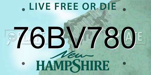 76BV780 New Hampshire License Plate