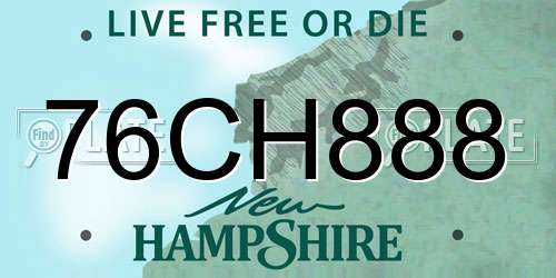 76CH888 New Hampshire License Plate