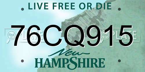 76CQ915 New Hampshire License Plate