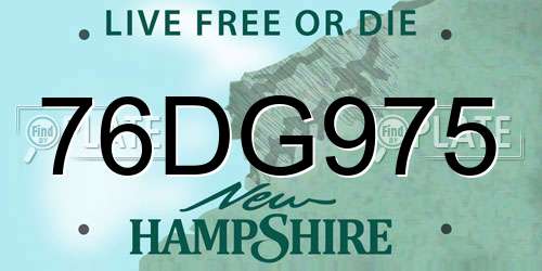 76DG975 New Hampshire License Plate