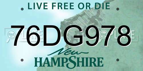 76DG978 New Hampshire License Plate