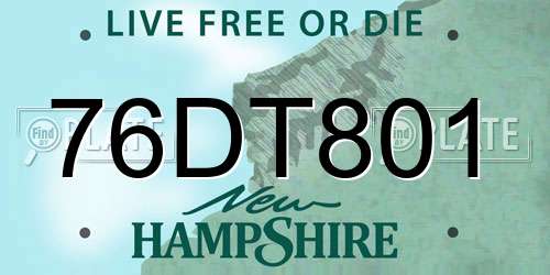 76DT801 New Hampshire License Plate