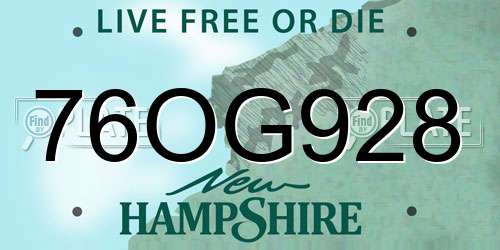 76OG928 New Hampshire License Plate
