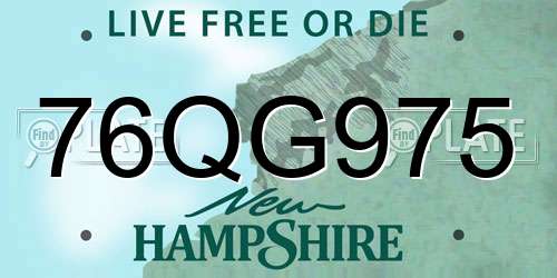 76QG975 New Hampshire License Plate