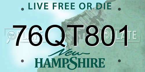 76QT801 New Hampshire License Plate