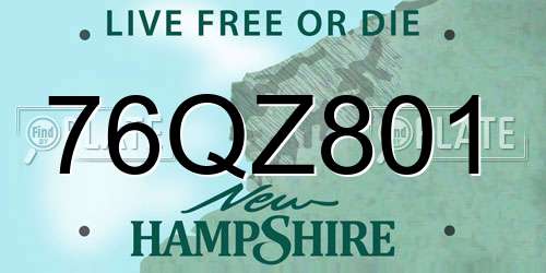 76QZ801 New Hampshire License Plate