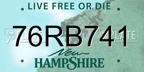 76RB741 New Hampshire License Plate