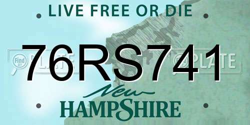 76RS741 New Hampshire License Plate