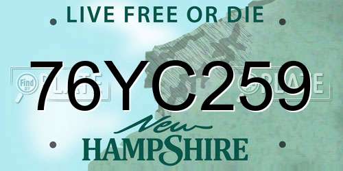 76YC259 New Hampshire License Plate