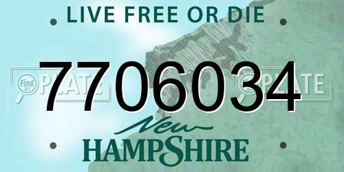 7706034 New Hampshire License Plate