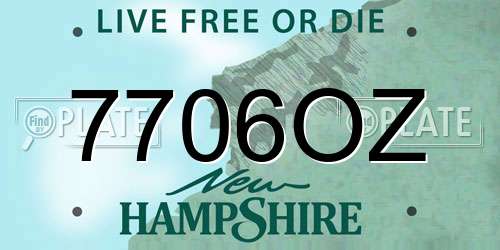 7706OZ New Hampshire License Plate