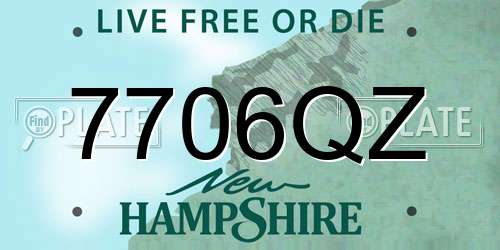 7706QZ New Hampshire License Plate