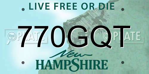 770GQT New Hampshire License Plate