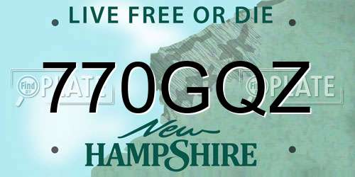 770GQZ New Hampshire License Plate