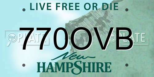 770OVB New Hampshire License Plate
