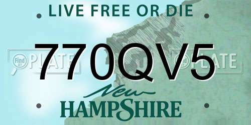770QV5 New Hampshire License Plate