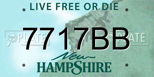 7717BB New Hampshire License Plate