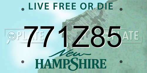 771Z85 New Hampshire License Plate
