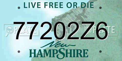 77202Z6 New Hampshire License Plate