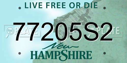 77205S2 New Hampshire License Plate