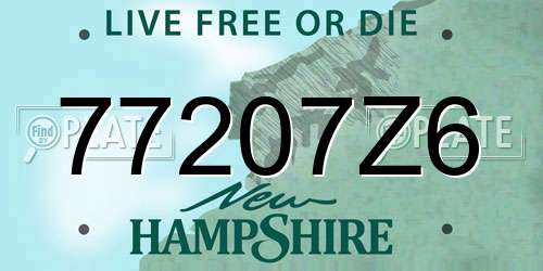 77207Z6 New Hampshire License Plate