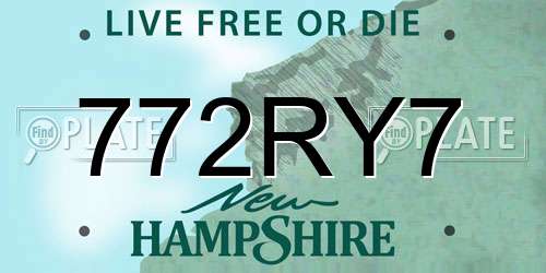 772RY7 New Hampshire License Plate
