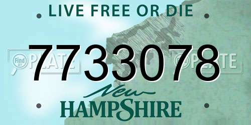 7733078 New Hampshire License Plate