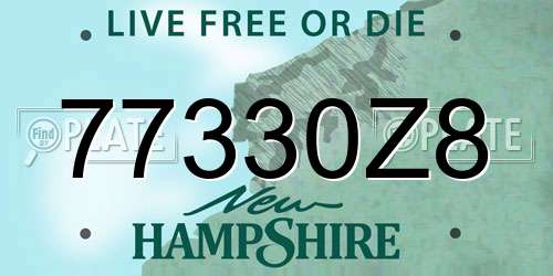 77330Z8 New Hampshire License Plate