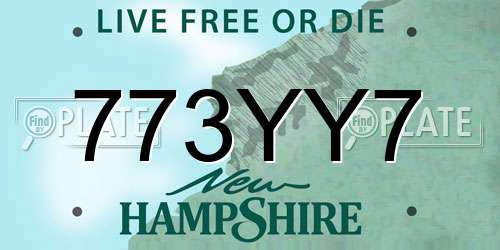 773YY7 New Hampshire License Plate