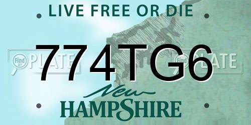 774TG6 New Hampshire License Plate