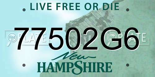 77502G6 New Hampshire License Plate